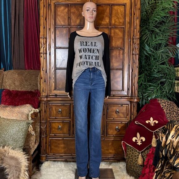 Triumph REAL WOMEN WATCH FOOTBALL Heather Gray & Black Long Sleeve Tee - Picture 6 of 14